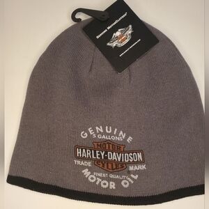 Reversible Harley Davidson Gray Beanie with Black Stripe